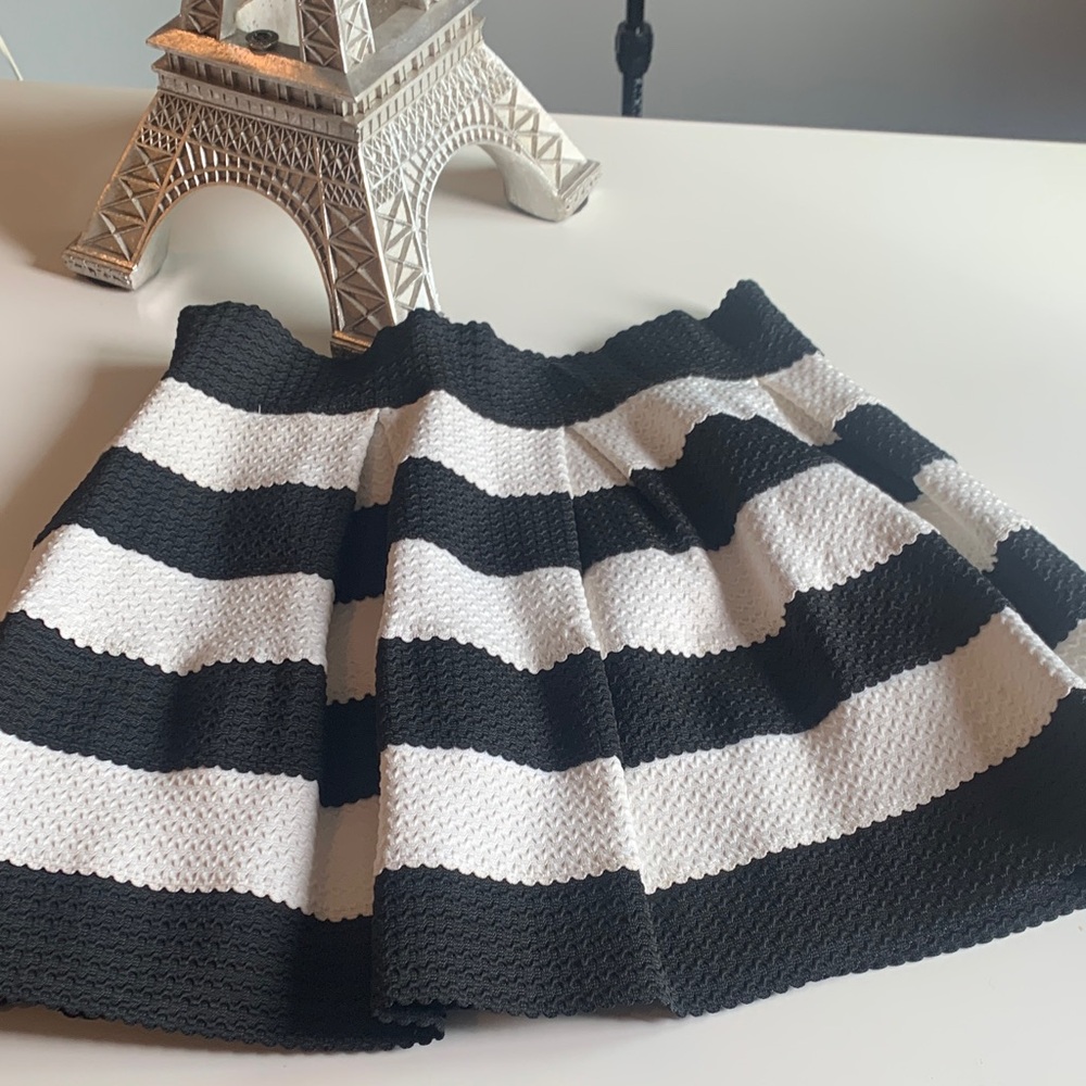 Black & White Striped pleated Skirt